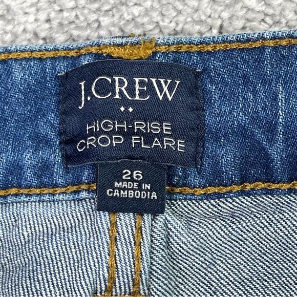 J. Crew Factory Jeans Women's 26 Blue Crop Flare High Rise Button Fly AW389 - Picture 5 of 11